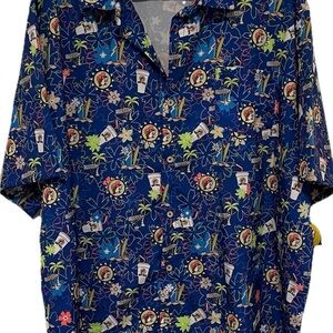 Buc-ees Beaver Hawaiian Tropical Camper Button Shirt‎ Sz 4X NWT Fits Like 3XL